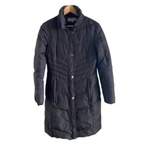 Anne Klein Black‎ Down Filled Puffer Zipper Snap Coat Parka Sz S